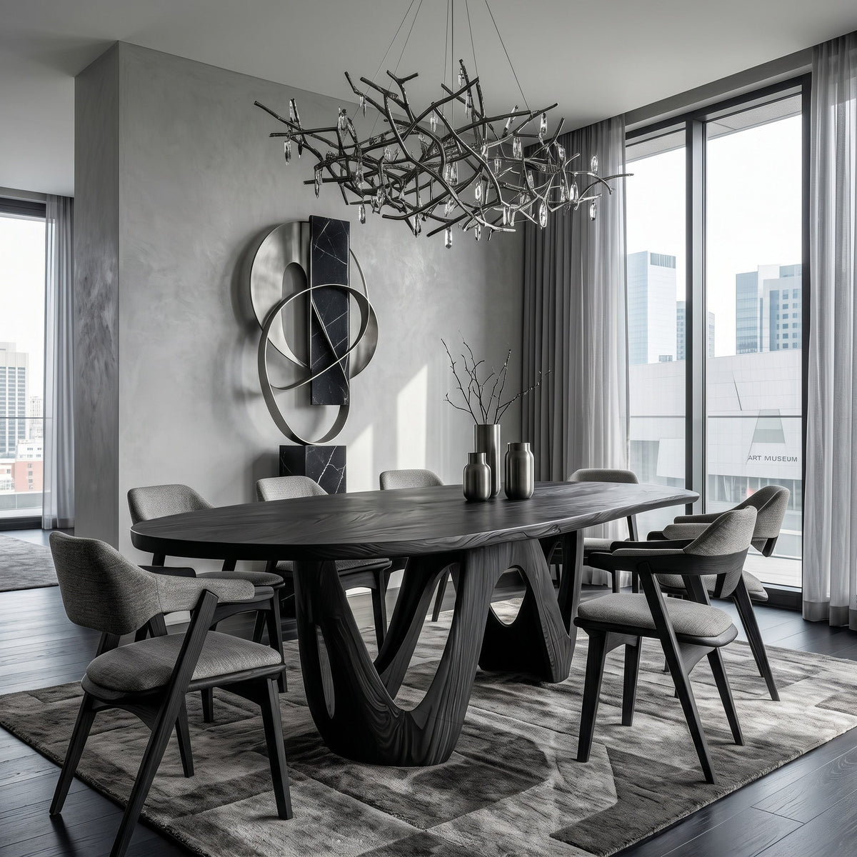 Artistic W-shape Leg Dining Table For Contemporary Dining Room RTTHHNDN093
