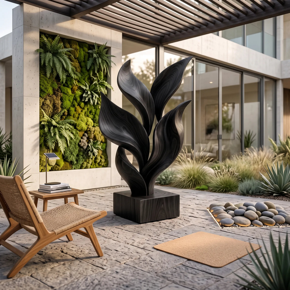 Coastal Botanical Wooden Sculpture For Luxury Beach House Decor SILDTTRAS031
