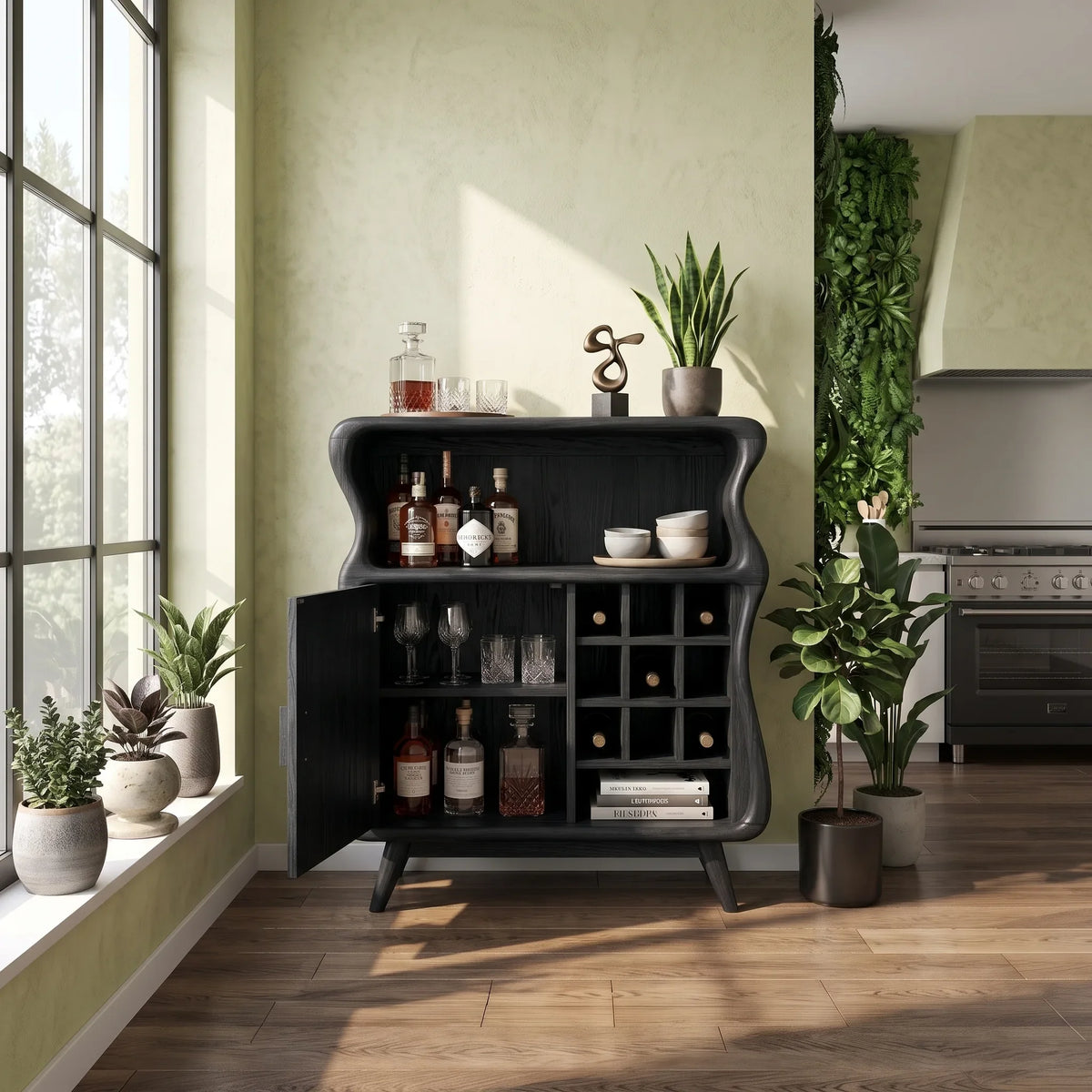 Mid Century Bar Cabinet with Storage Modern Kitchen SILDTTRBCA020