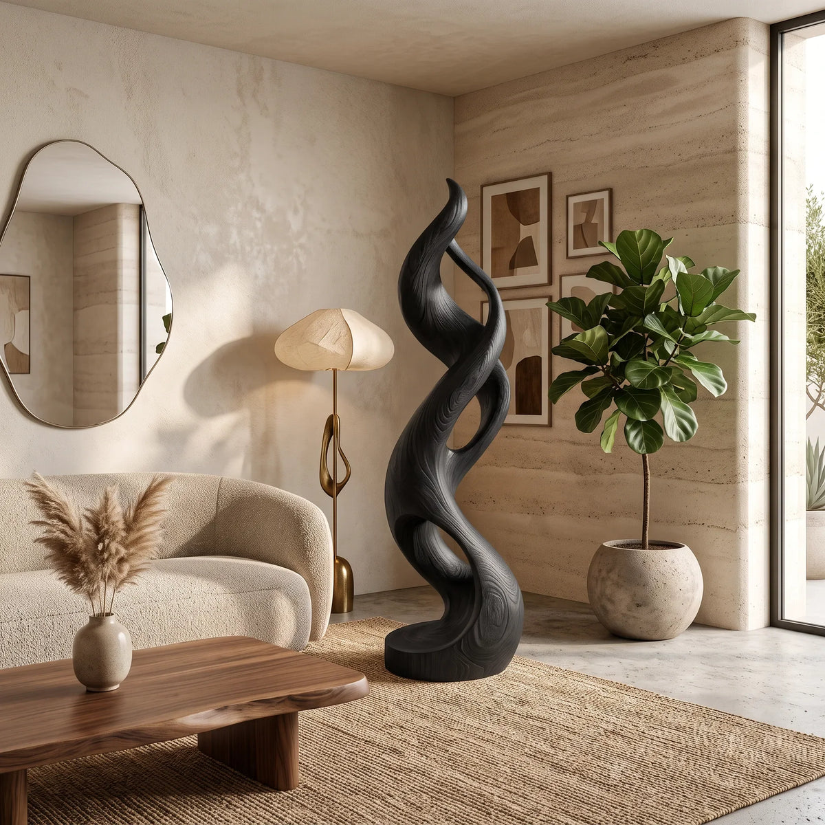 Coastal Abstract Wood Sculpture For Modern Outdoor Patio Decor SILDTTRAS053