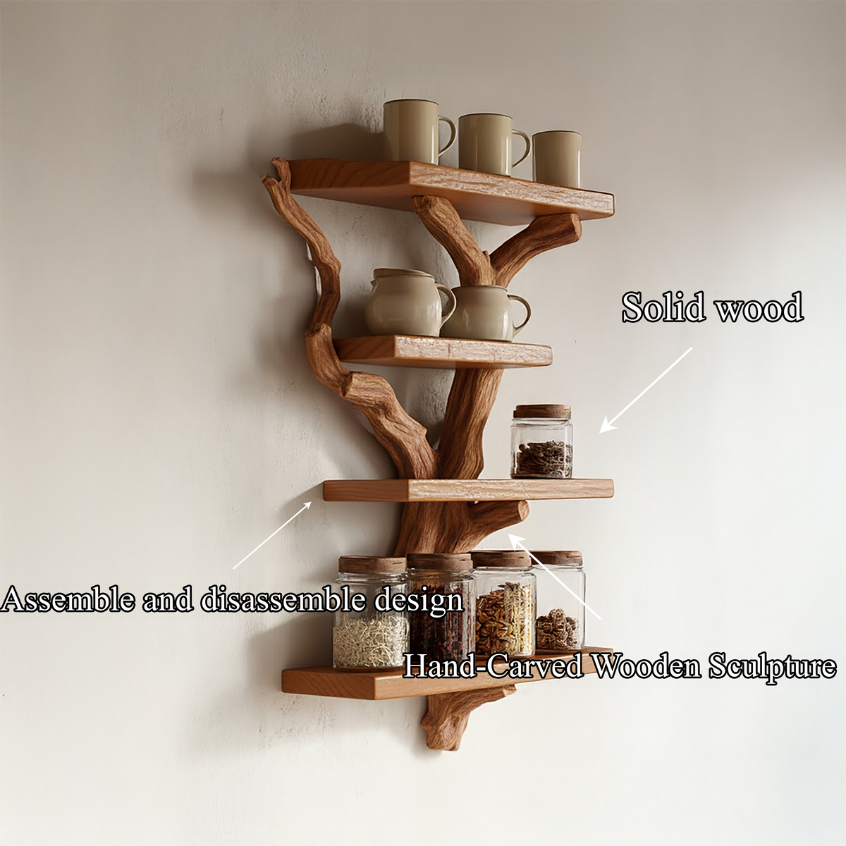 Artistic Branch Kitchen Wall Shelf Kitchen Interior Functional Decor SINLSATBS119