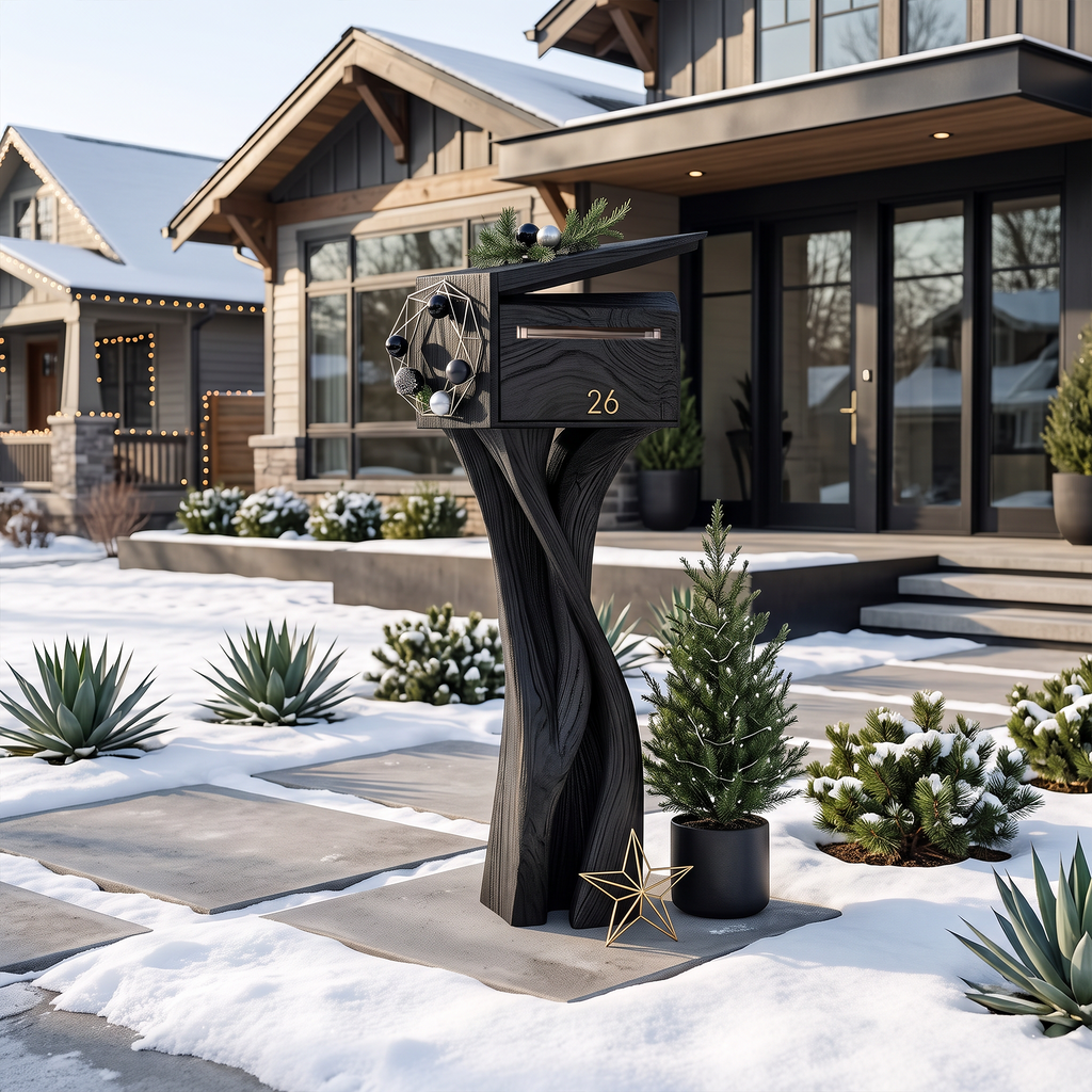 Handcrafted Solid Wood Sculpture Mailbox For Outdoor Furniture Decor SILDTTRMB007