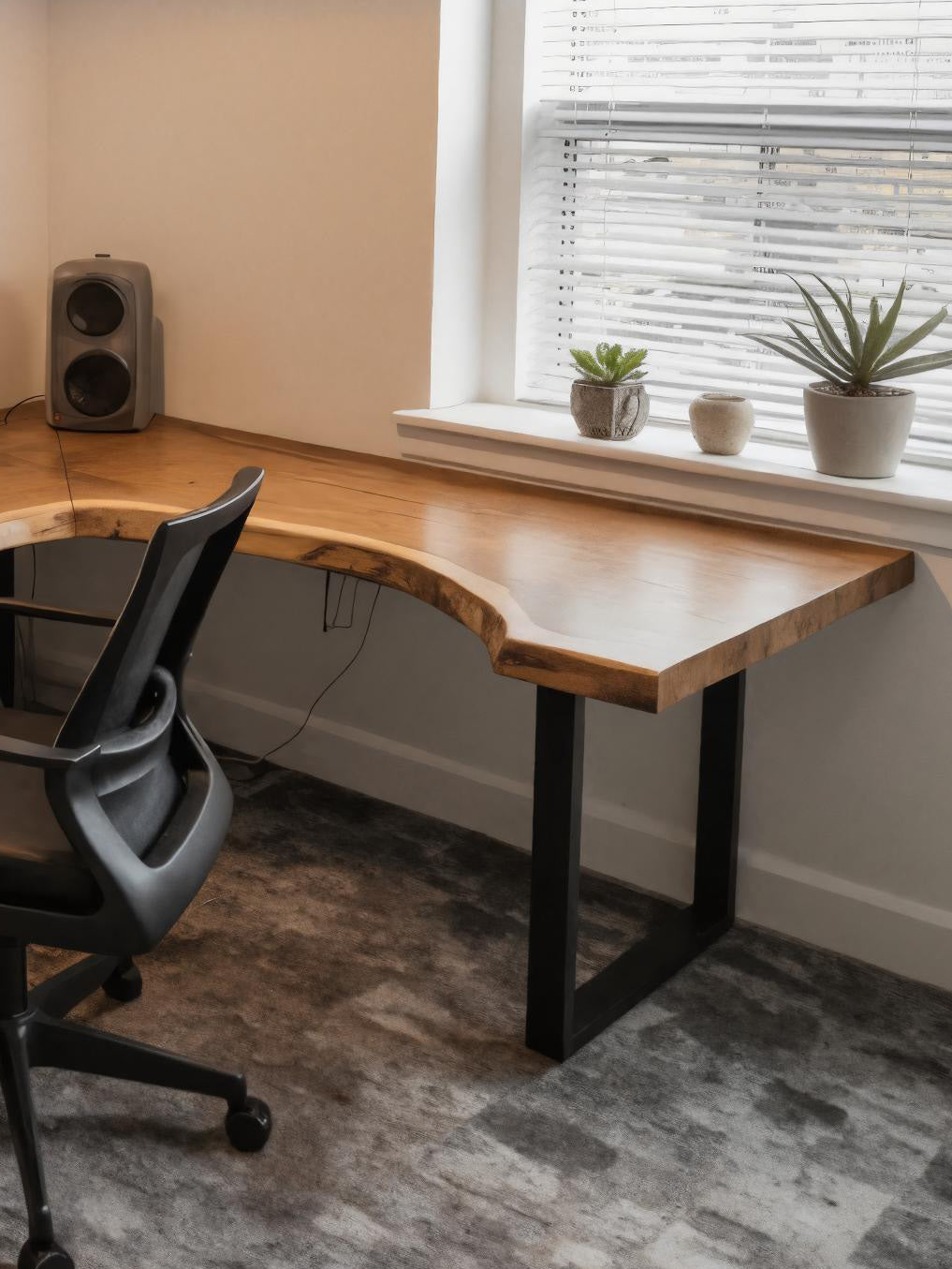 Live Edge L Shaped Desk With Metal Legs For Home Office SITHHNDE056