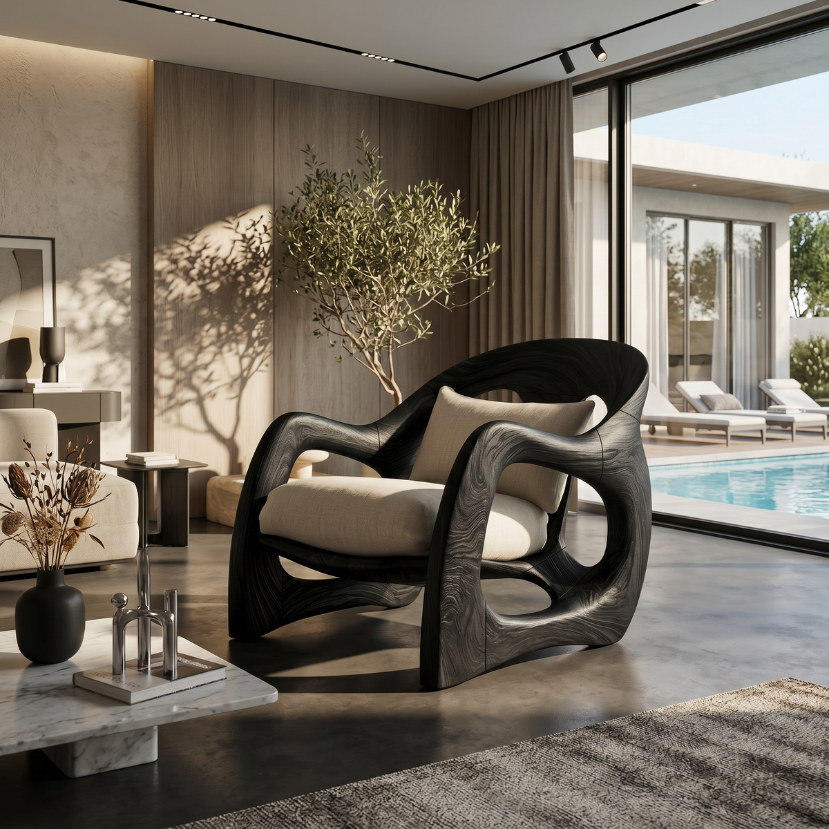 Handcrafted Organic Wood Armchair for Cozy Minimalist Living SILDTTRCHR025