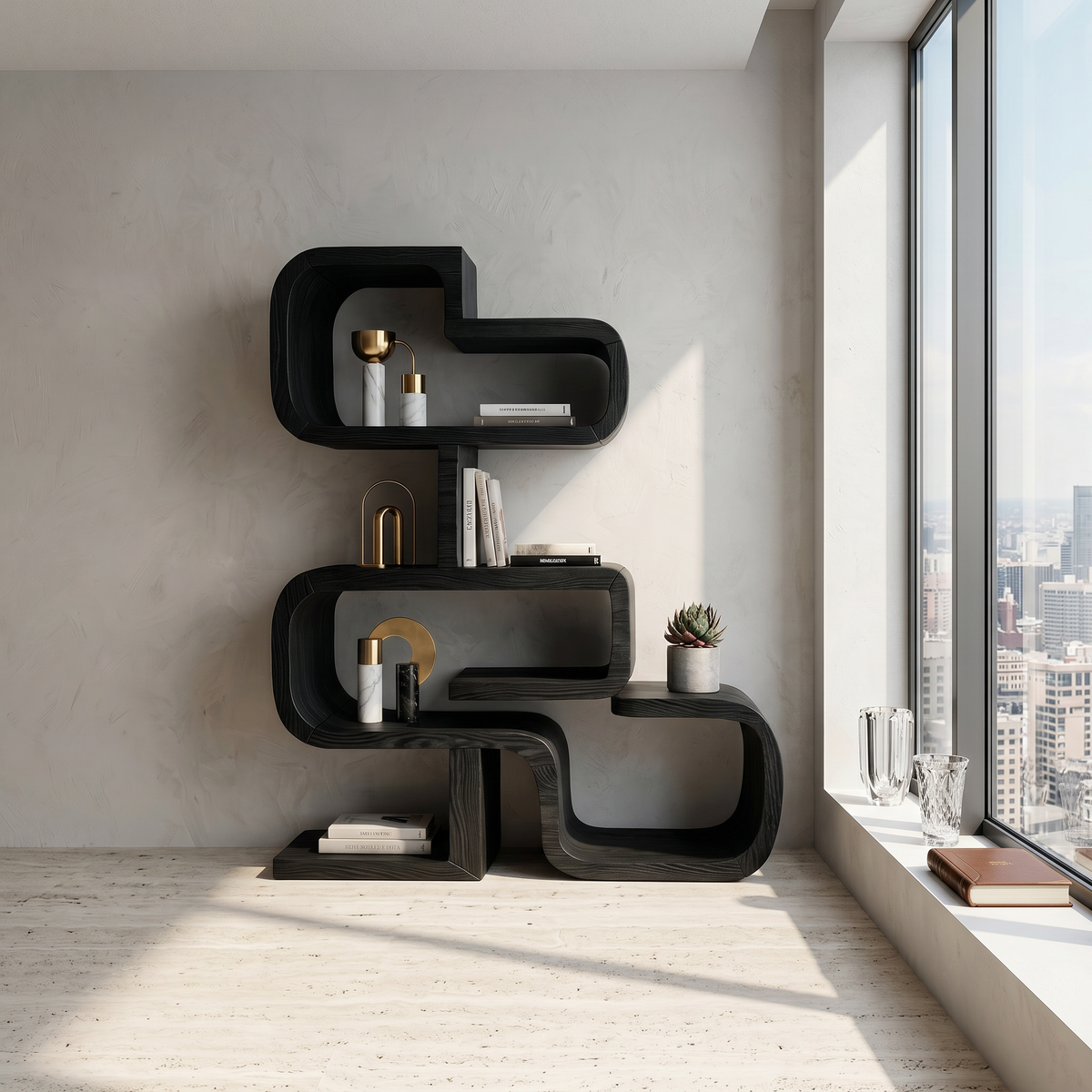 Handcrafted Sculptural Wooden Storage Unit For Spa Decor SILDTTRBS055