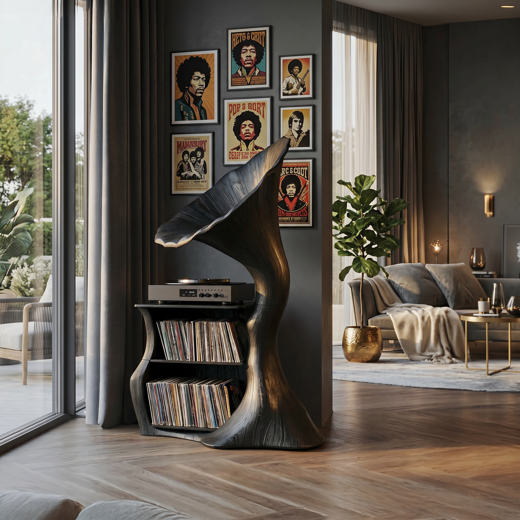 Handcrafted Record Player Stand For Livingroom Decor SILDTTRRPT007