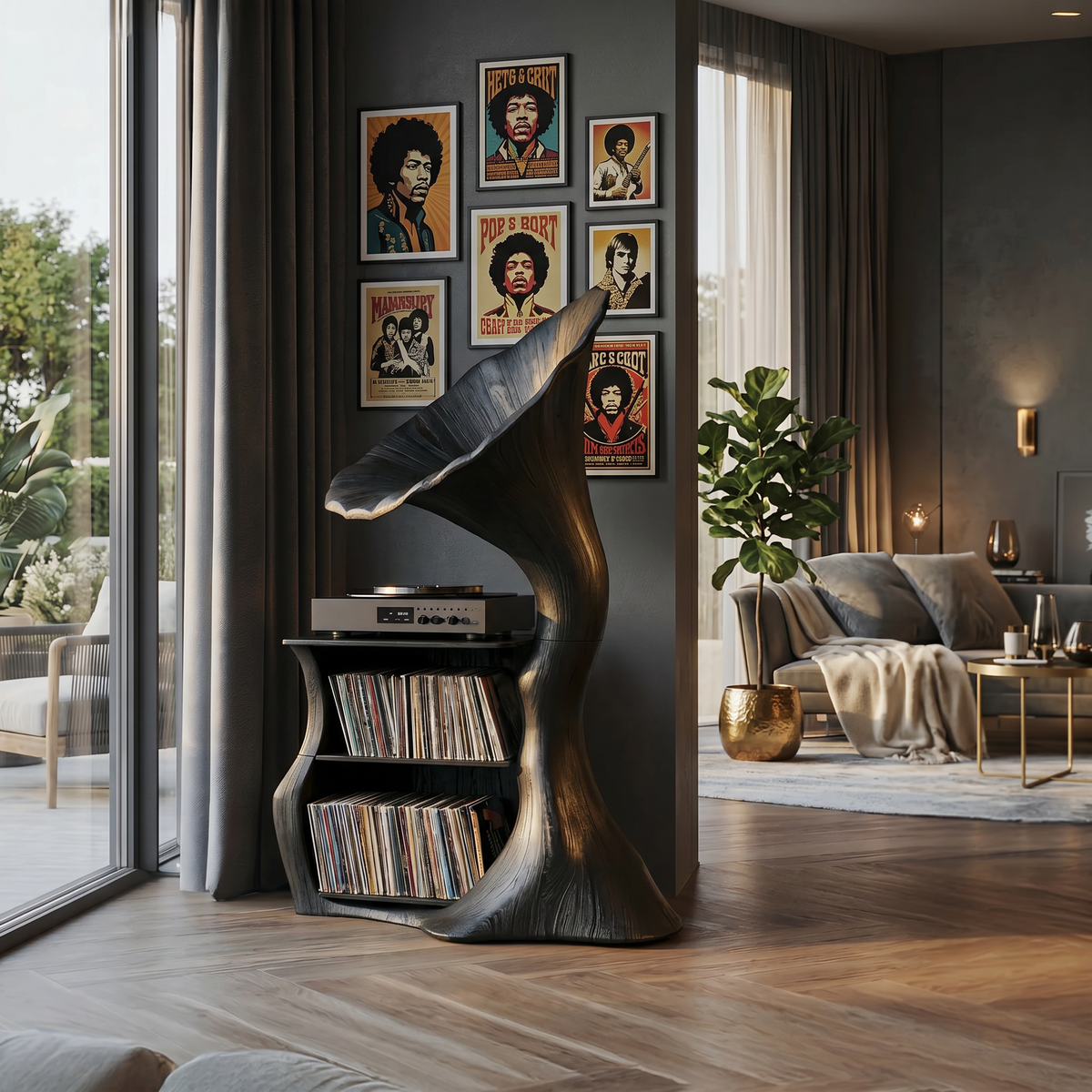 Handcrafted Record Player Stand For Livingroom Decor SILDTTRRPT007