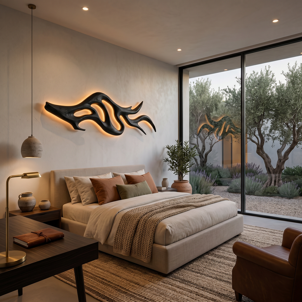 Artistic Wood Wall Light With Sculptural Form For Bedroom RTTHTTLAM056
