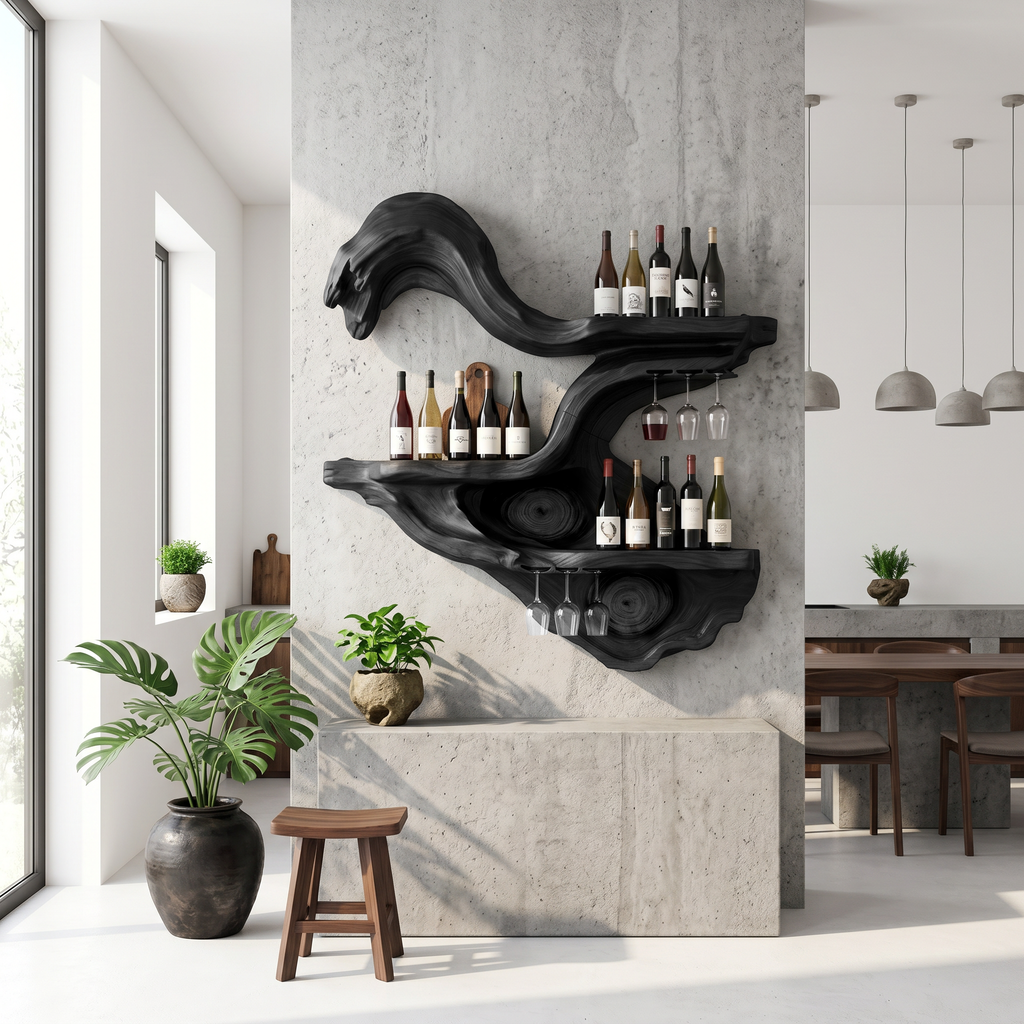 Farmhouse Wall Mounted Wine Rack For Kitchen SILDTTRWH093