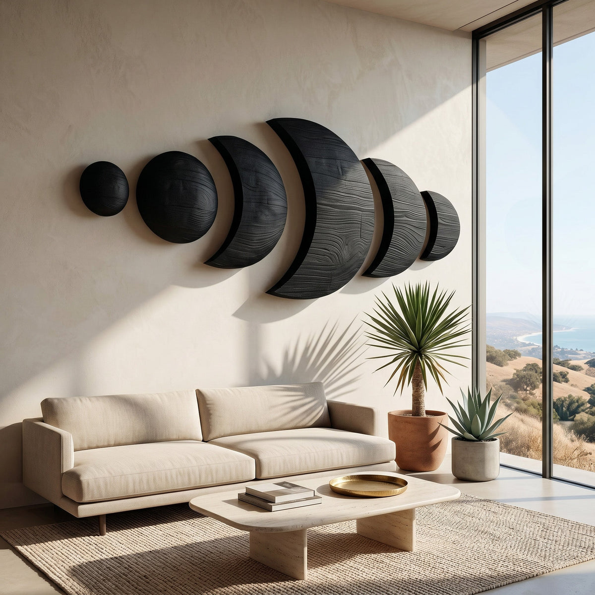 Boho Moon Phase Wood Wall Decor For Living Room RTTHHNWA205