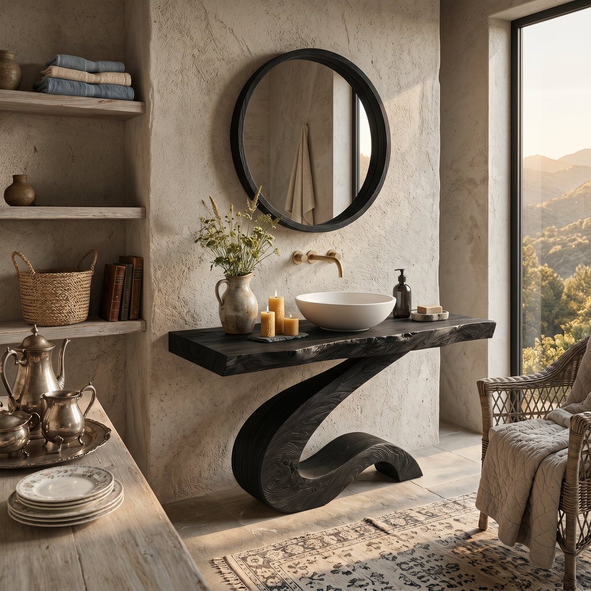 Luxury Bathroom Vanity With Organic S Curve Support For Bathroom RTTHTTBRV020