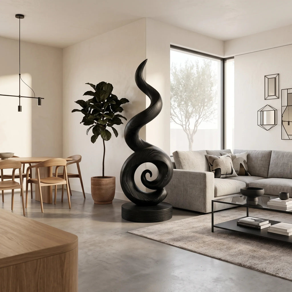 Coastal Spiral Wood Sculpture For Luxury Poolside Patio Decor SILDTTRAS047