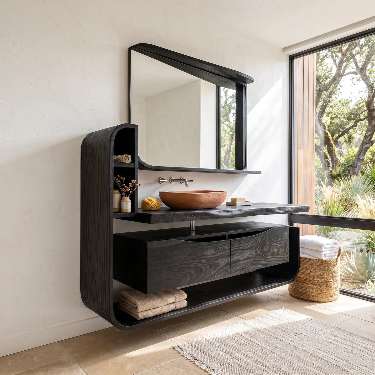 Handcrafted Organic Floating Bathroom Vanity Luxury Ensuite SILDTTRBRV202