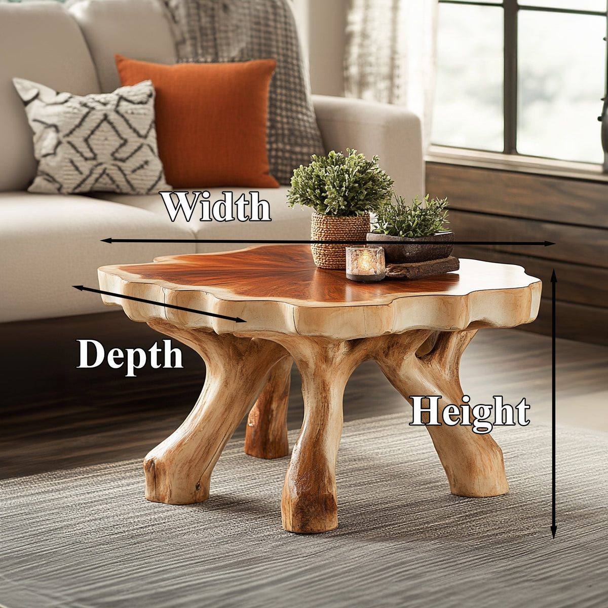 Handcrafted Rustic Coffee Table With Solid Wood Design SILDTCF001