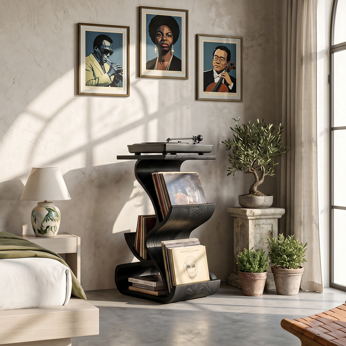 Handcrafted Record Stand With Storage For Furniture SILDTTRRPT035