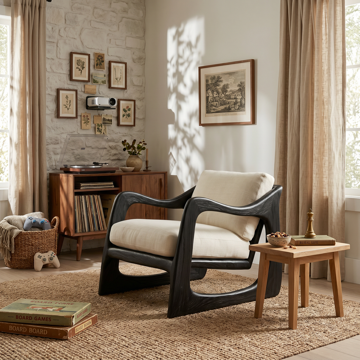 Coastal Luxury Accent Chair with Sculptural Wooden Craftsmanship SILDTTRCHR029