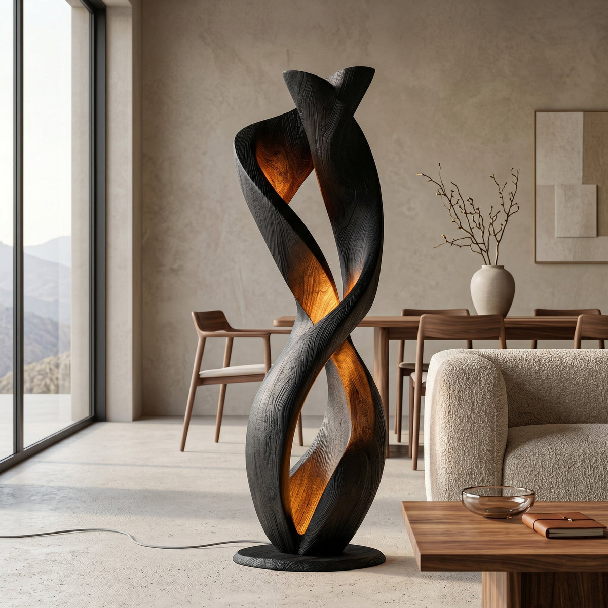 Luxury Twisted Floor Lamp With Sculptural Form For Living Room RTTHHNLAM096