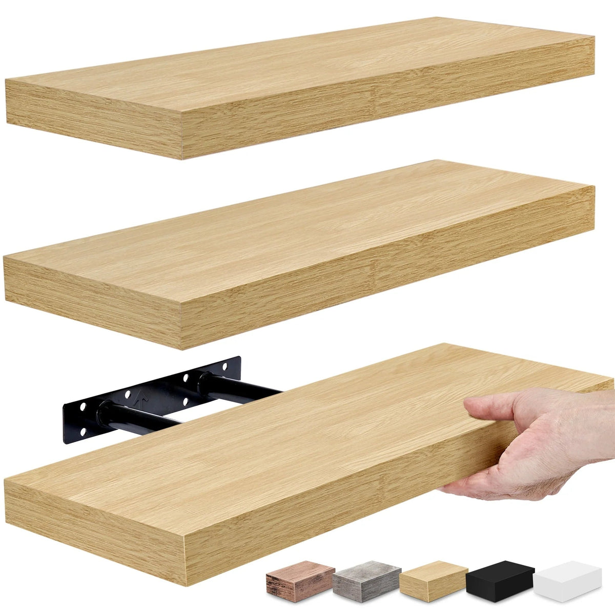 16 Inch Floating Wall Shelves, 3 Pack