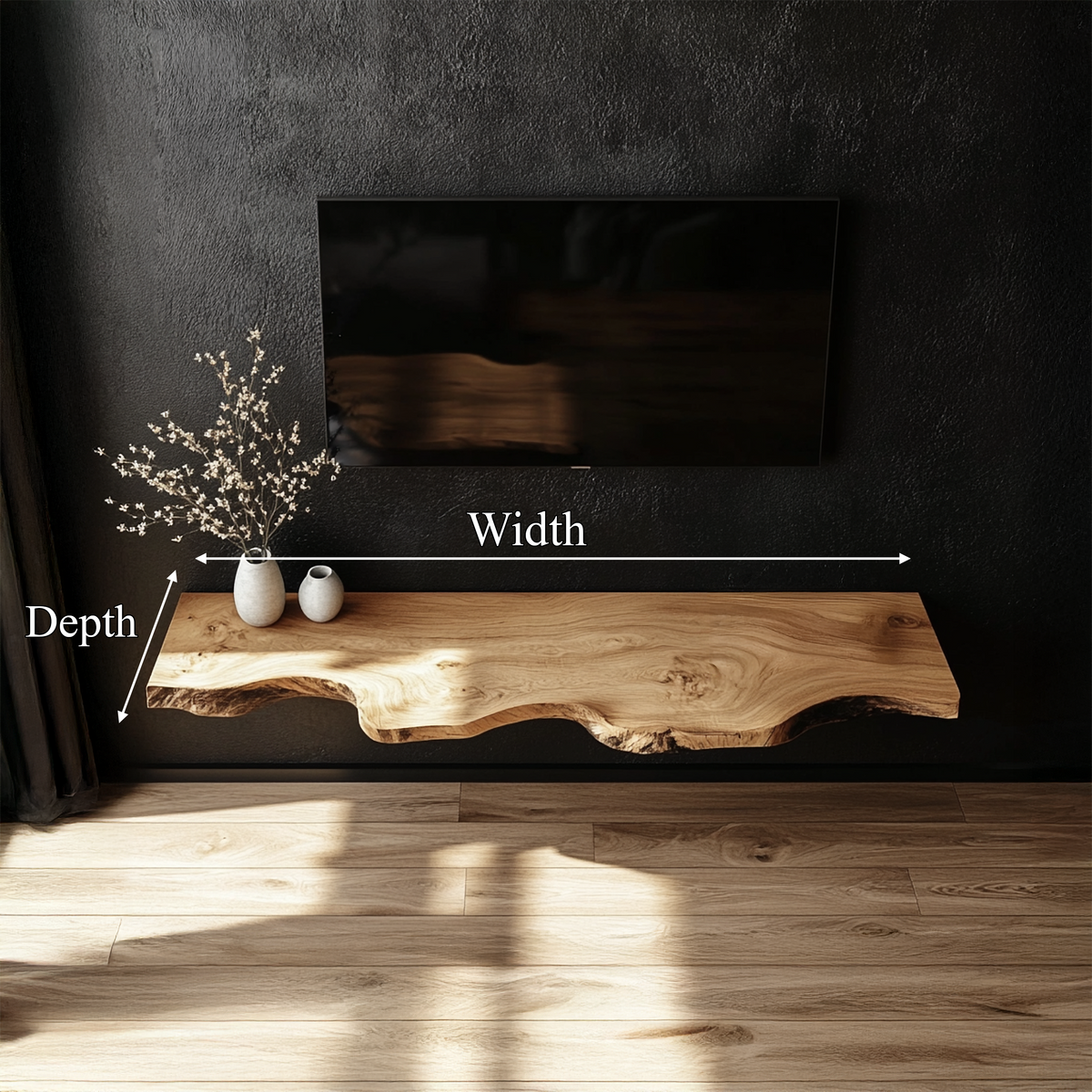 Handcrafted Solid Wood Floating TV Bench Natural Modern Living Room Decor SINLSAFL364