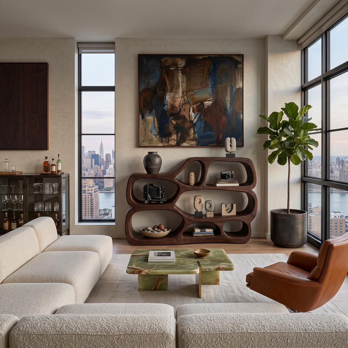 Artistic Curved Bookshelf For Living Room Styling RTTHTTBS043