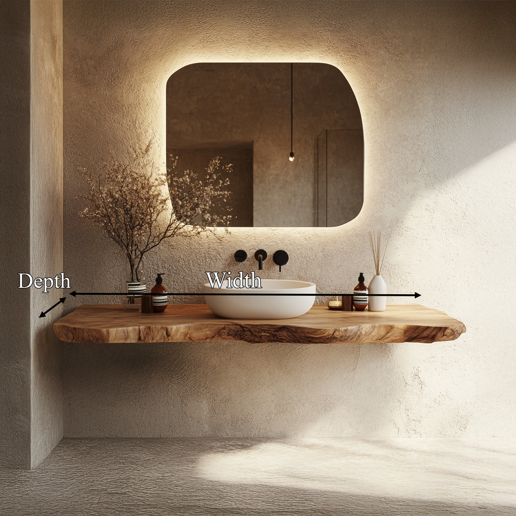 Bathroom Vanity Wall Floating Console Live Edge Shelf SINLSABRV264