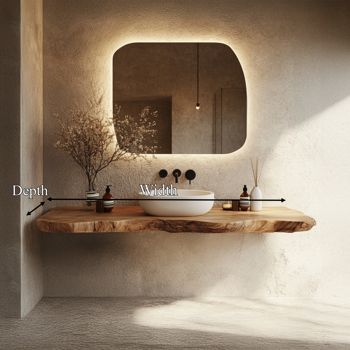 Bathroom Vanity Wall Floating Console Live Edge Shelf SINLSABRV264