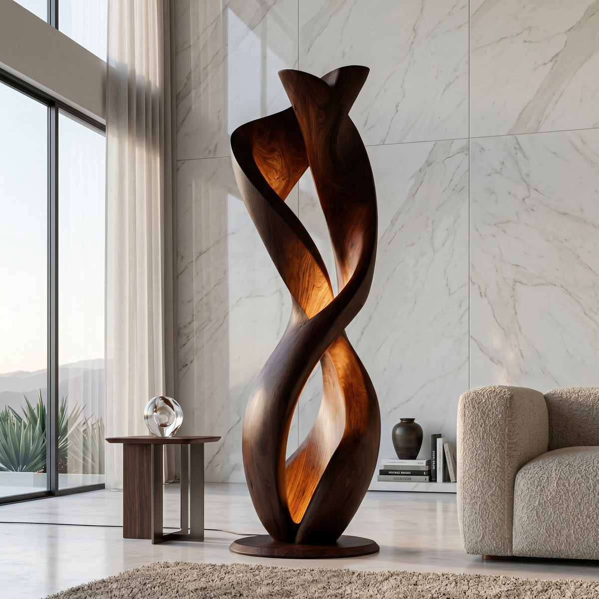 Luxury Twisted Floor Lamp With Sculptural Form For Living Room RTTHHNLAM096