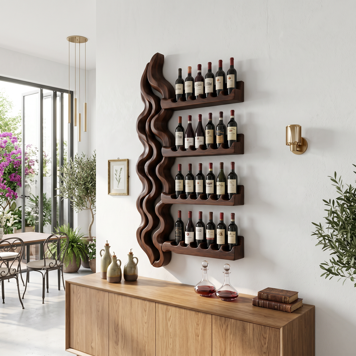 Japandi Wine Storage Rack For Dining Room SILDTTRWH097