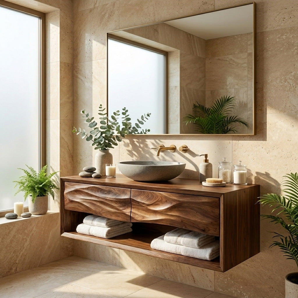 Contemporary Wooden Bathroom Vanity For Bathroom Or Spa Decor RTTHHNBRV020