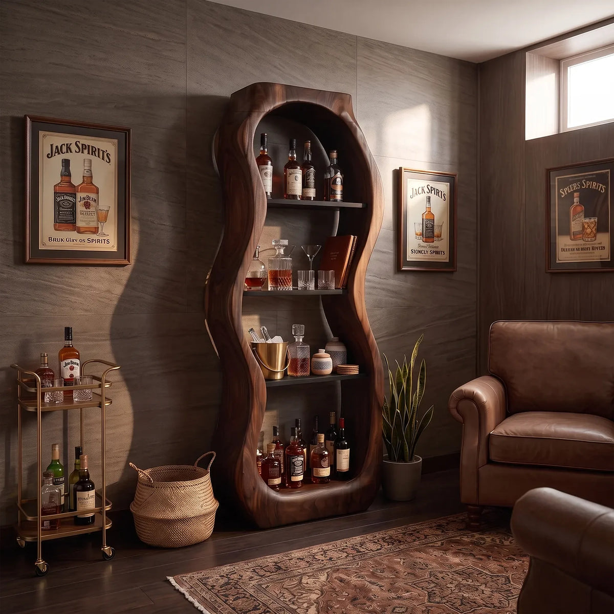 Handcrafted Sculptural Liquor Cabinet Modern Cafe SILDTTRBCA011
