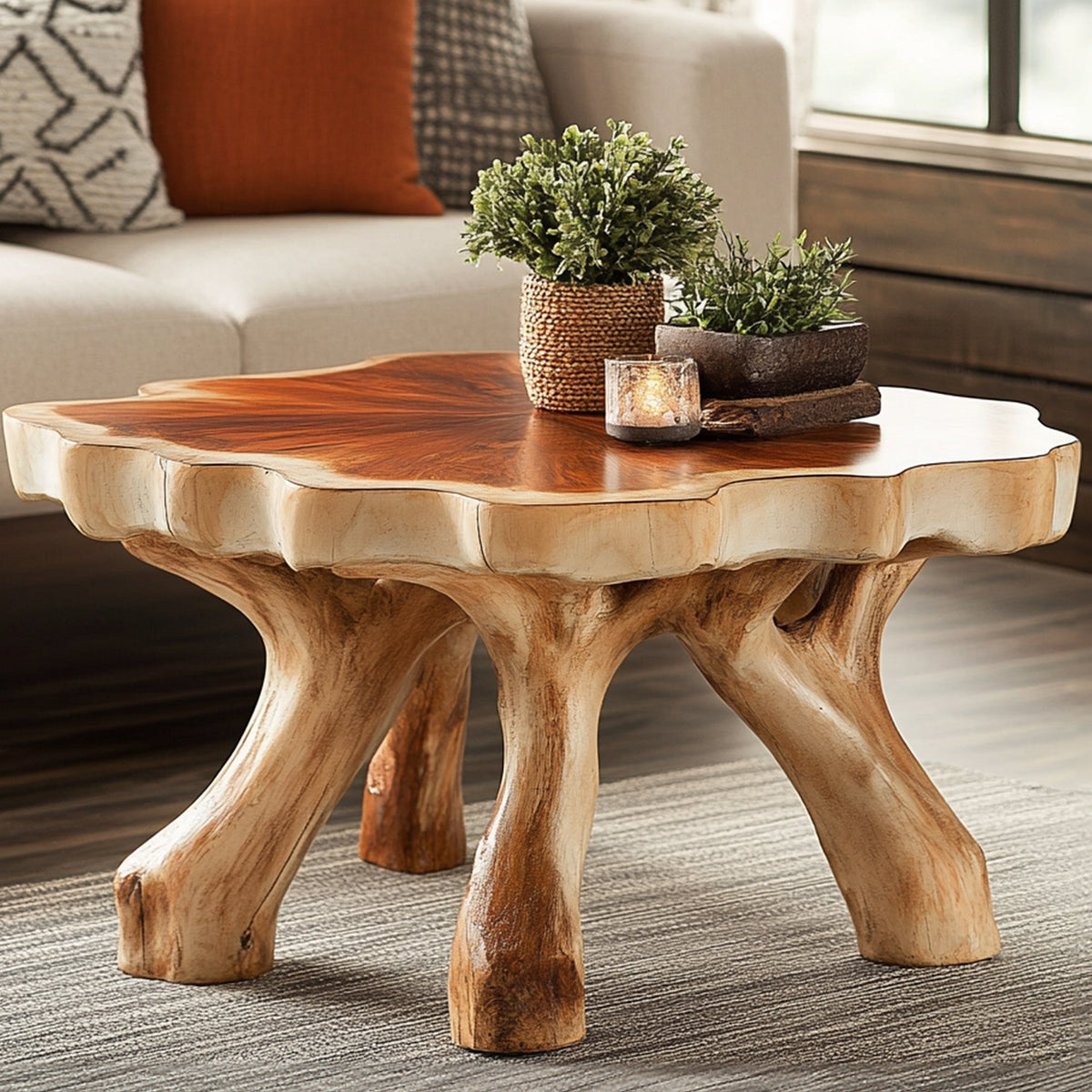 Handcrafted Rustic Coffee Table With Solid Wood Design SILDTCF001