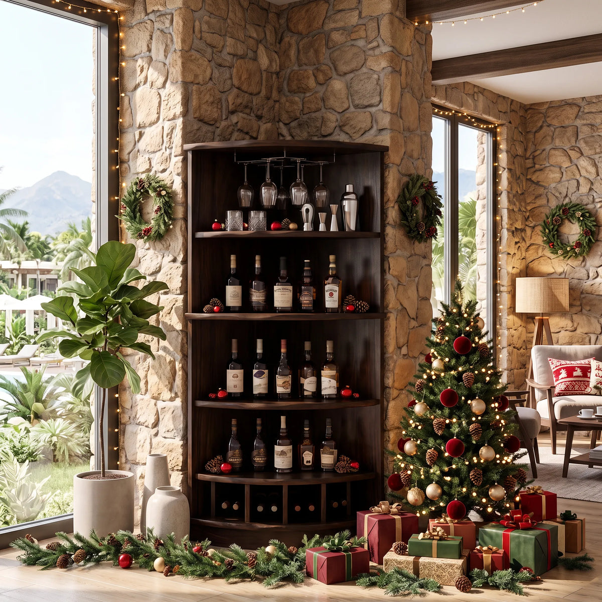 Handcrafted Xmas Corner Wine Cabinet Dining Room SILDTTRBCA035