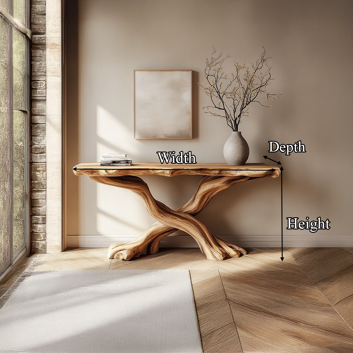 Handmade Console Table Solid Wood Artistic Live Edge Design For Living Room SINLSACS324