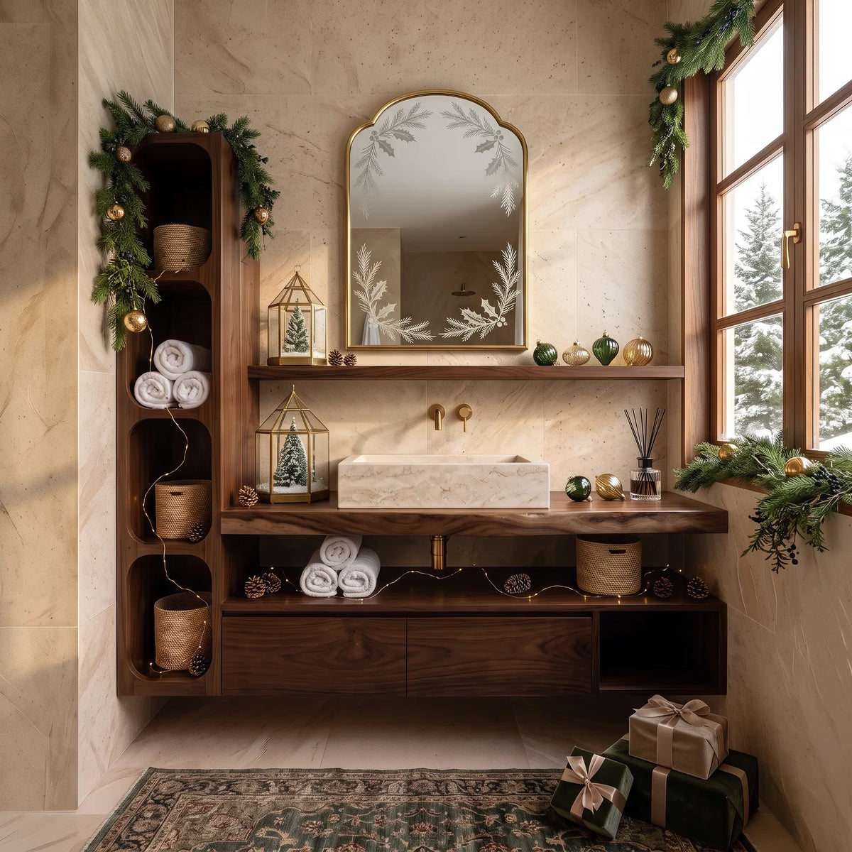 Handcrafted Scandinavian Reindeer Bathroom Vanity Nordic Retreat SILDTTRBRV242