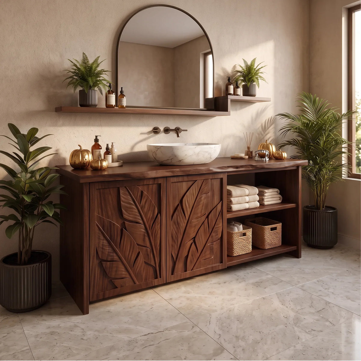 Handcrafted Rustic Pumpkin Bathroom Vanity Wellness Suite SILDTTRBRV236
