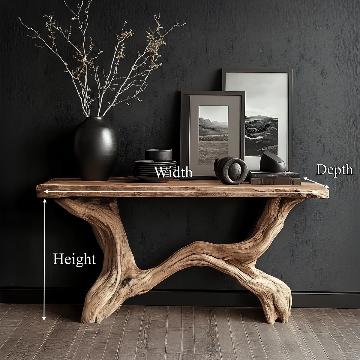 Live Edge Console Table Solid Wood Rustic Driftwood Gift SINLSACS088