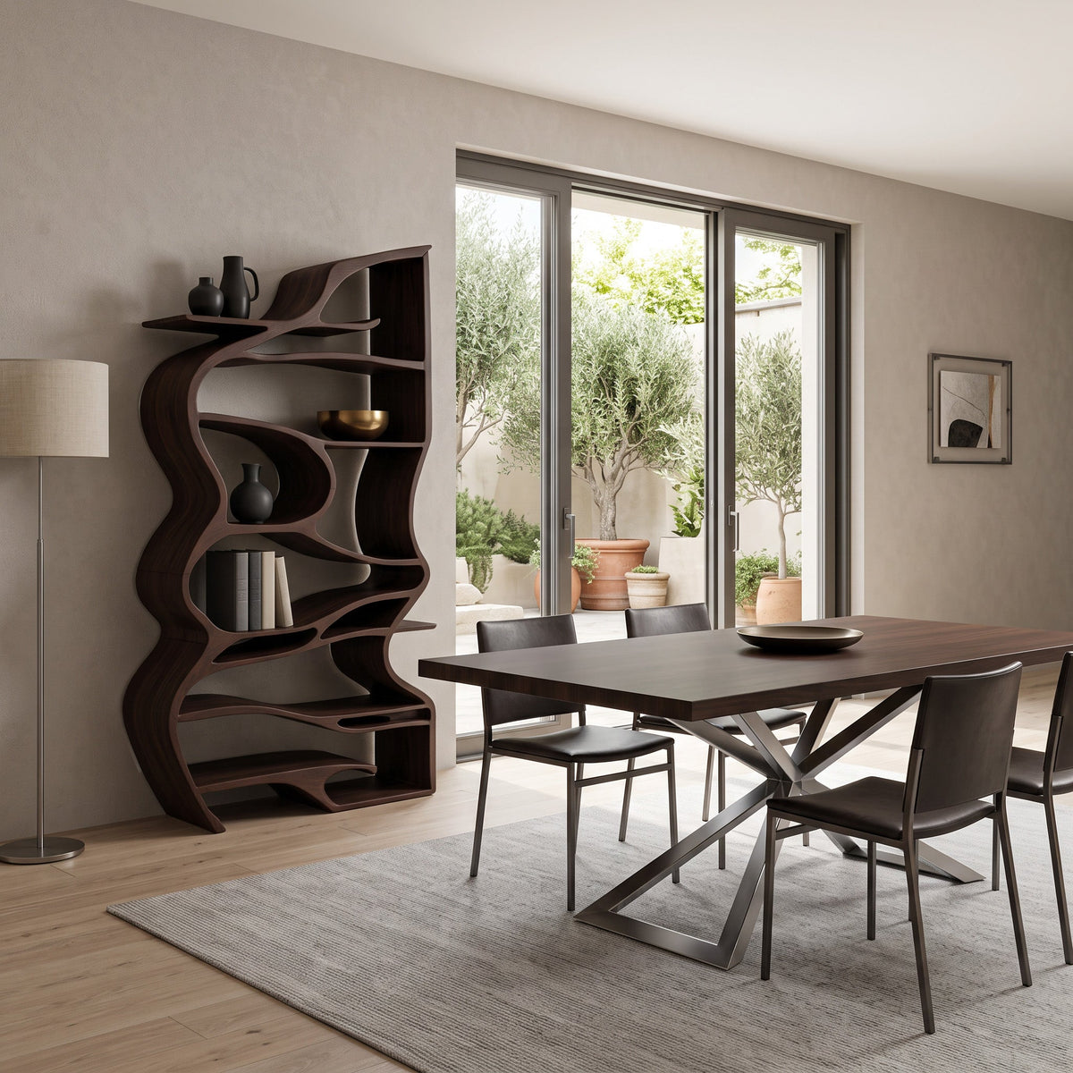 Handcrafted Sculpted Bookshelf With Organic Design For Living Room Or Office SITHHNBS031