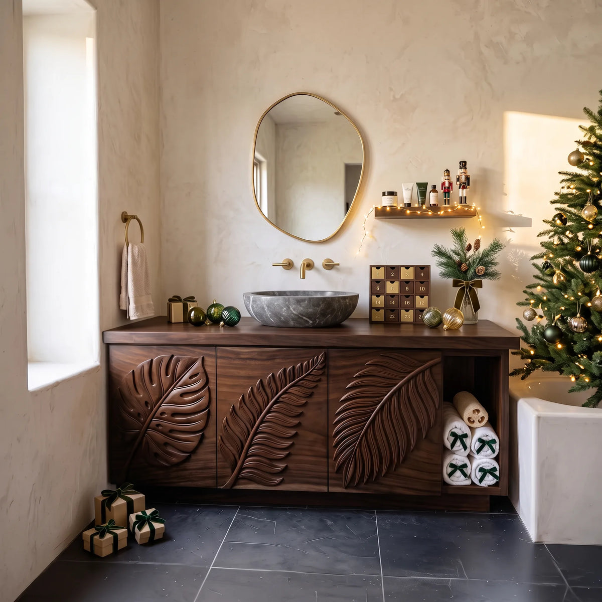 Handcrafted Rustic Xmas Bathroom Vanity Mountain Retreat SILDTTRBRV240