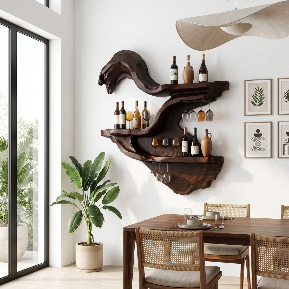 Farmhouse Wall Mounted Wine Rack For Kitchen SILDTTRWH093
