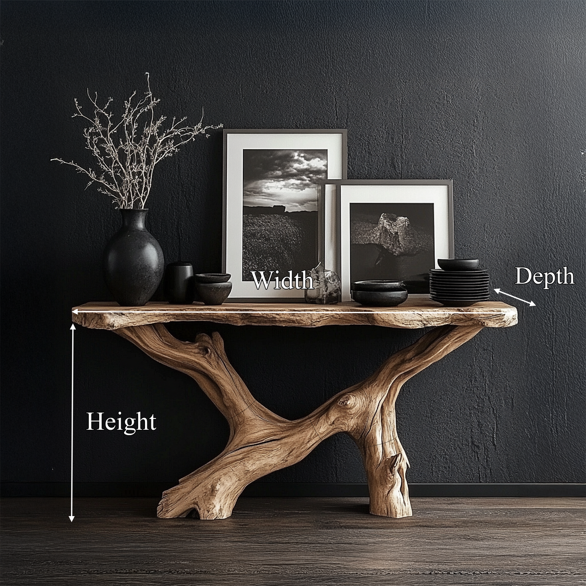 Live Edge Console Table Natural Wood Rustic Handmade Gift SINLSACS089
