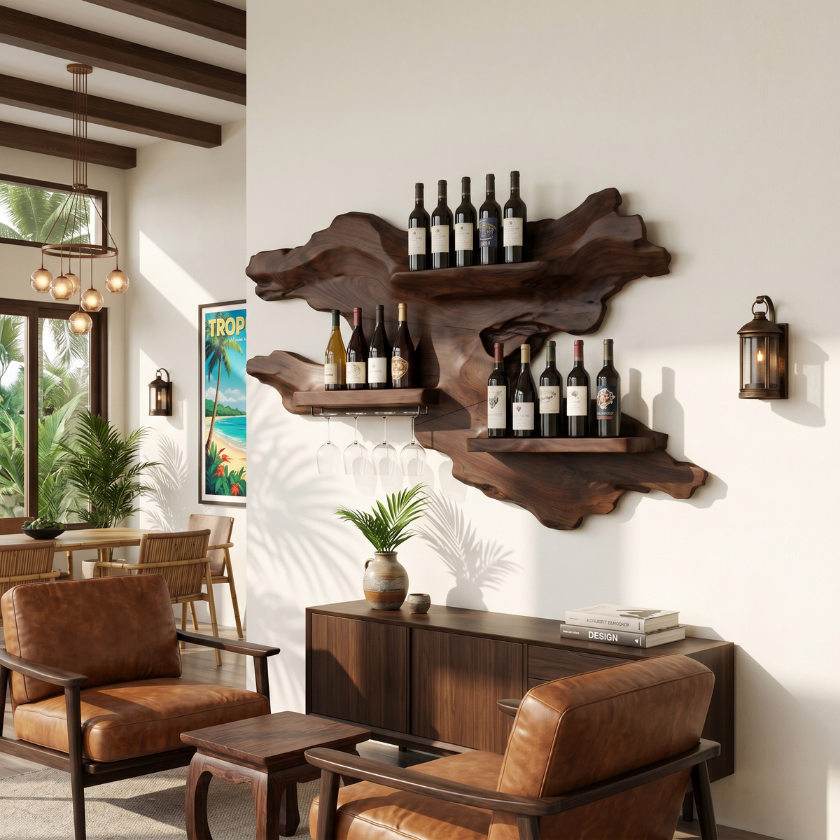 Farmhouse Wooden Wine Rack For Home Bar SILDTTRWH095