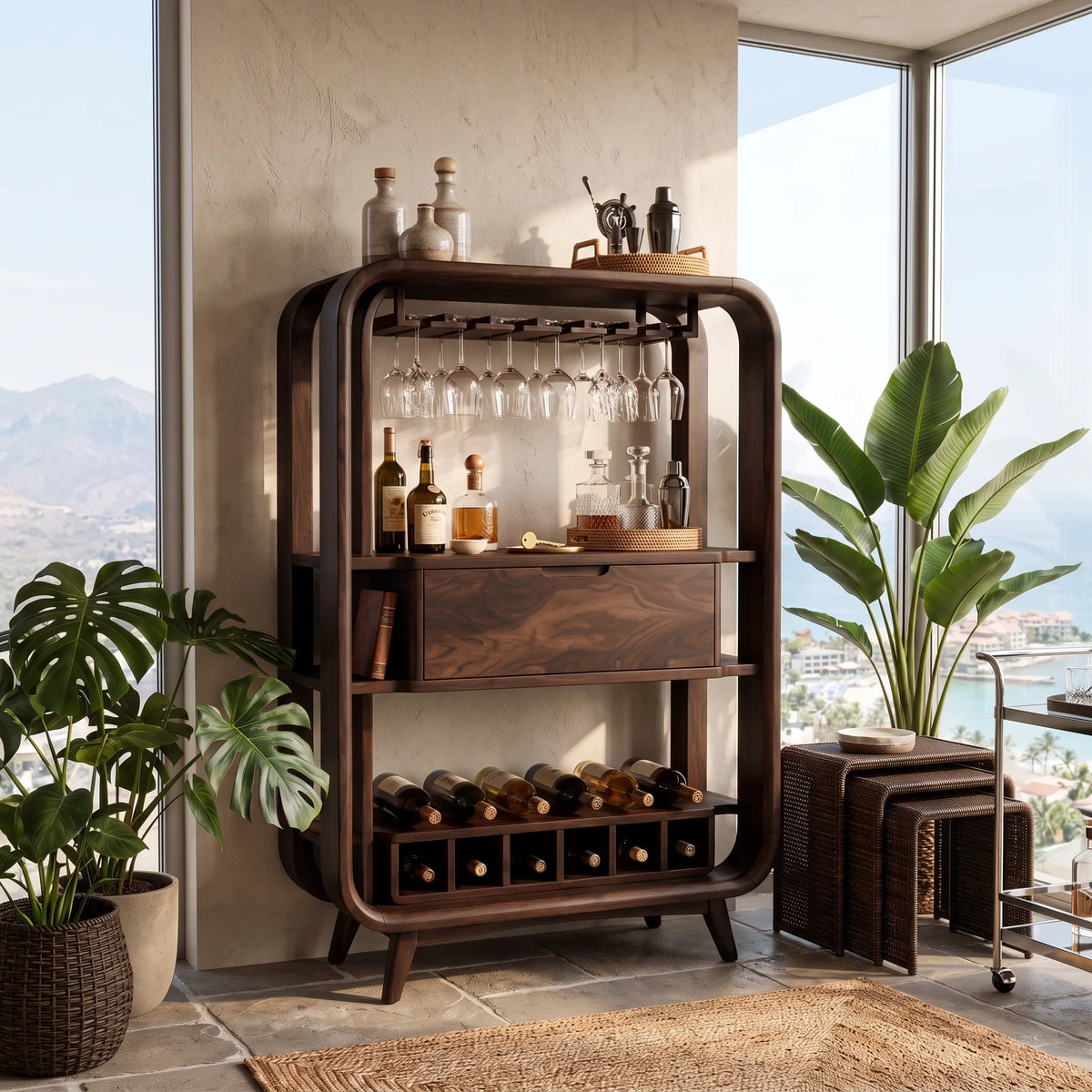 Handcrafted Organic Modern Home Bar Cabinet Tropical Retreat SILDTTRBCA017