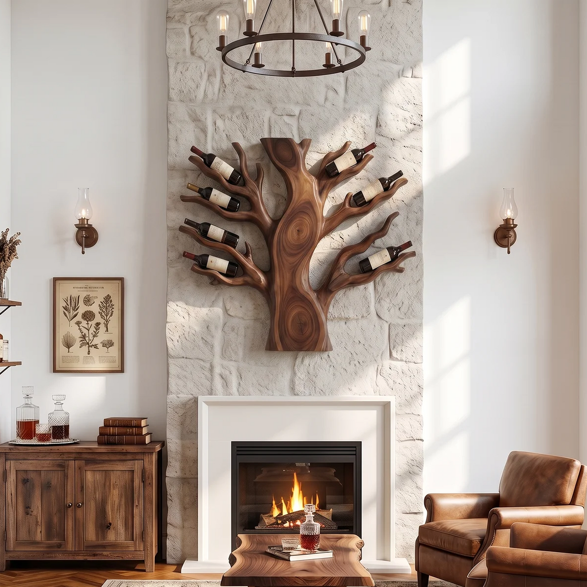 Coastal Floating Wine Rack For Living Room SILDTTRWH113