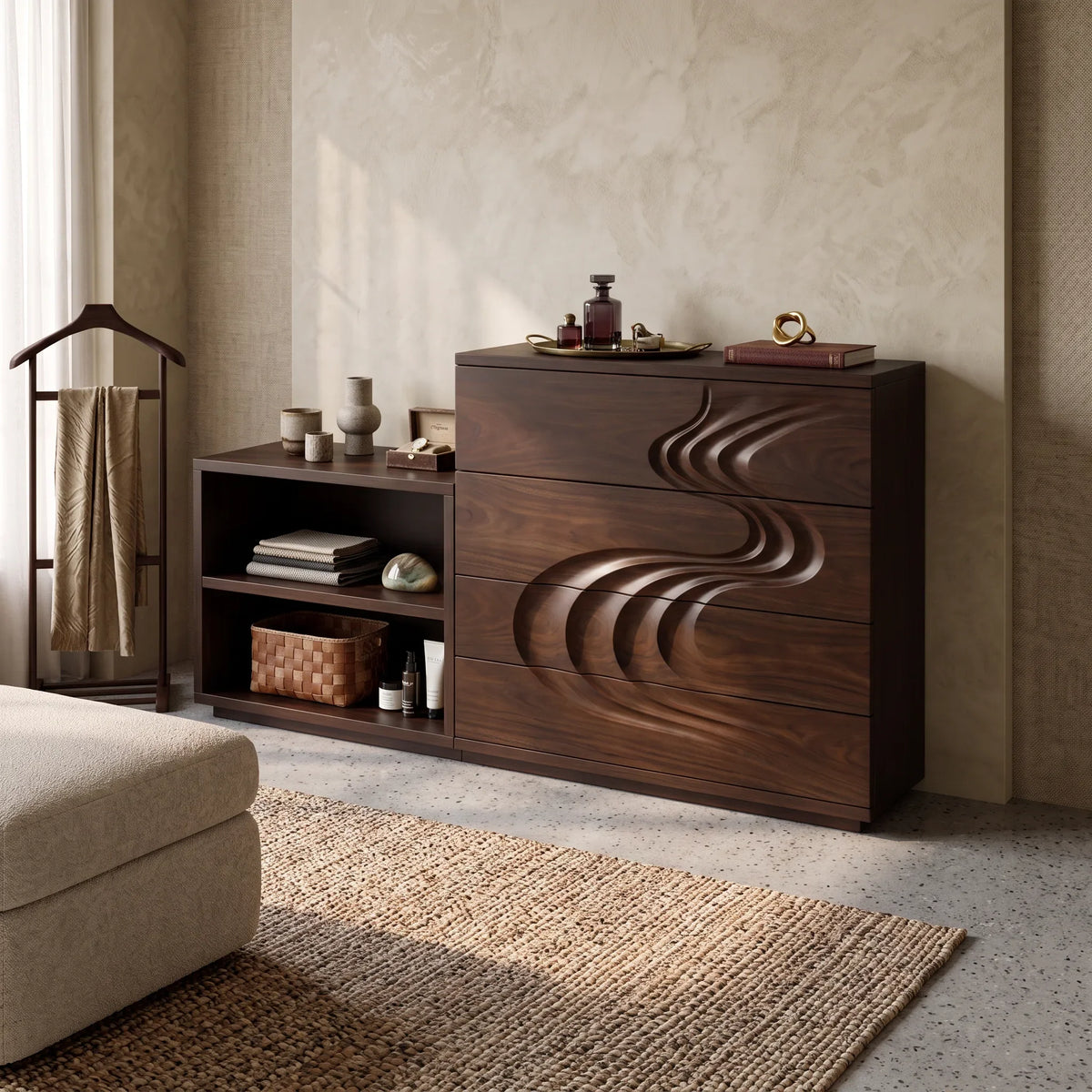 Mid Century Carved Dresser Table For Guest Room SILDTTNDR004