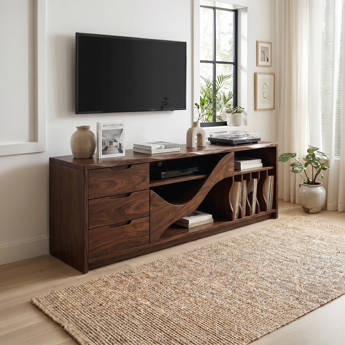 Industrial Wooden TV Cabinet Contemporary Loft Living SILDTTRTVC116