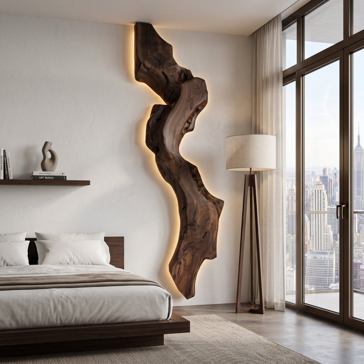 Abstract Live Edge Wall Lamp For Bedroom RTTHHNLAM050