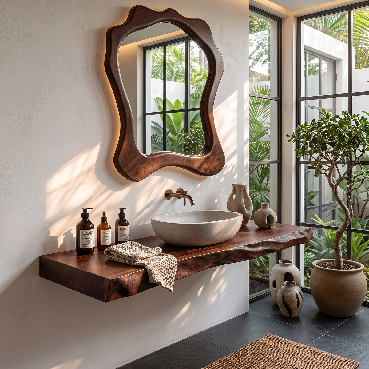 Mid Century Bathroom Vanity With Modern Wood Finish SILDTTRBAS029