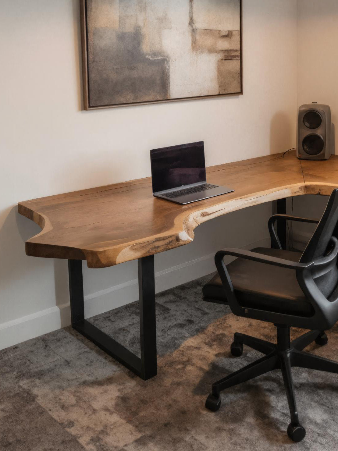 Live Edge L Shaped Desk With Metal Legs For Home Office SITHHNDE056