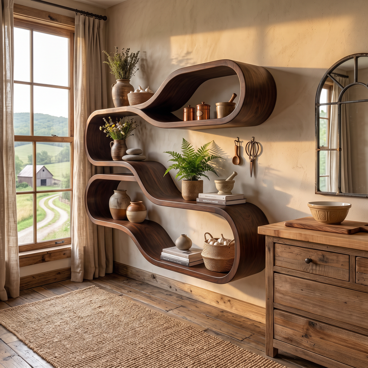Japandi Wooden Wall Mounted Shelves for Bathroom SILDTTRWMS062