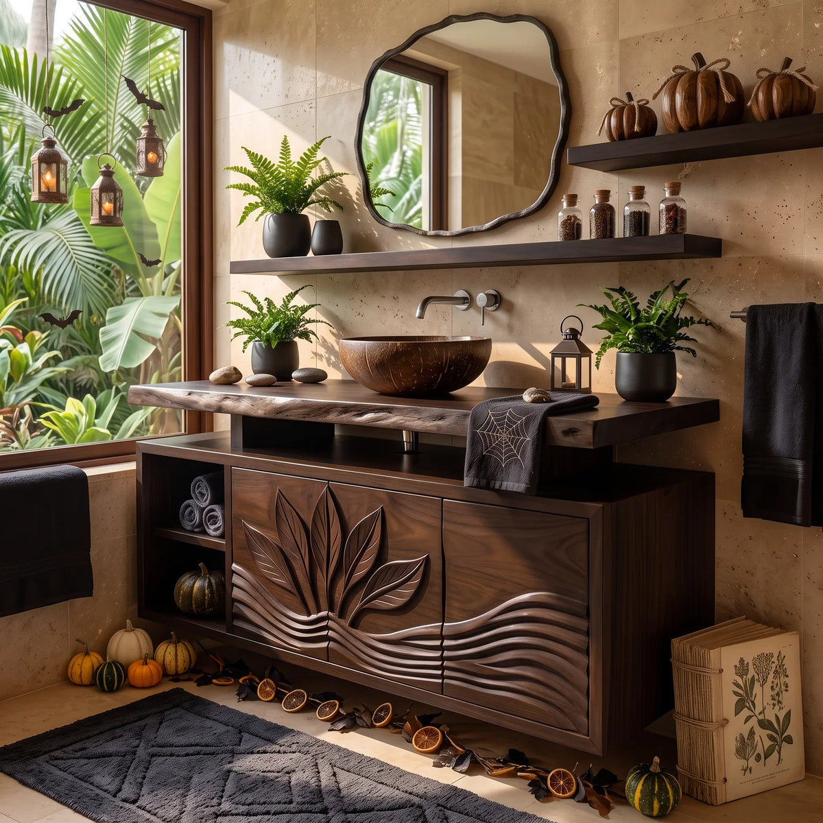 Handcrafted Organic Modern Pumpkin Bathroom Vanity Spa Retreat SILDTTRBRV232